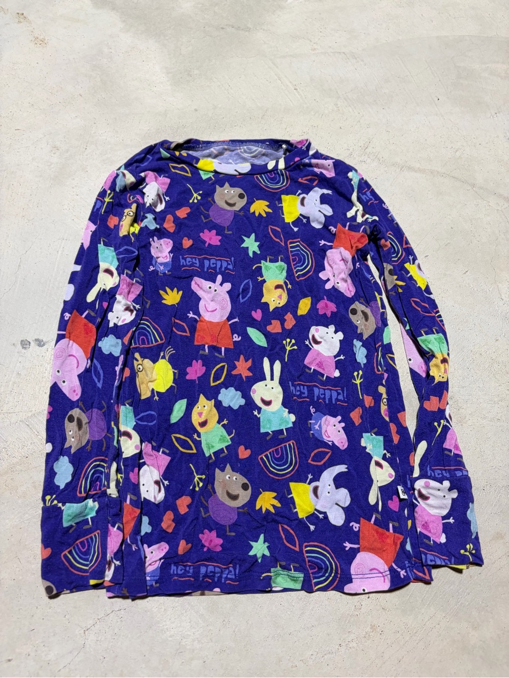 Peppa pig x bums & roses Kids Long Sleeve pajama bamboo top 5/6Y